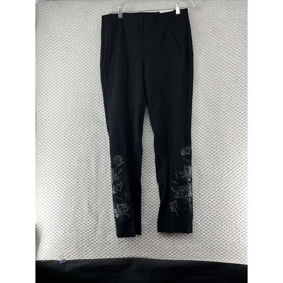 Chico's‎ Juliet Slim Leg So Slimming Black Floral Pants NWT Whimsigoth Size 8R - Picture 1 of 11
